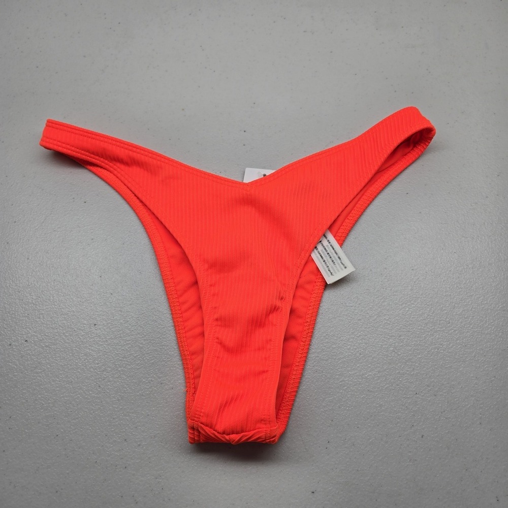 Hollister Women‎ Bikini Bottom Small Orange High Leg Ribbed NWT